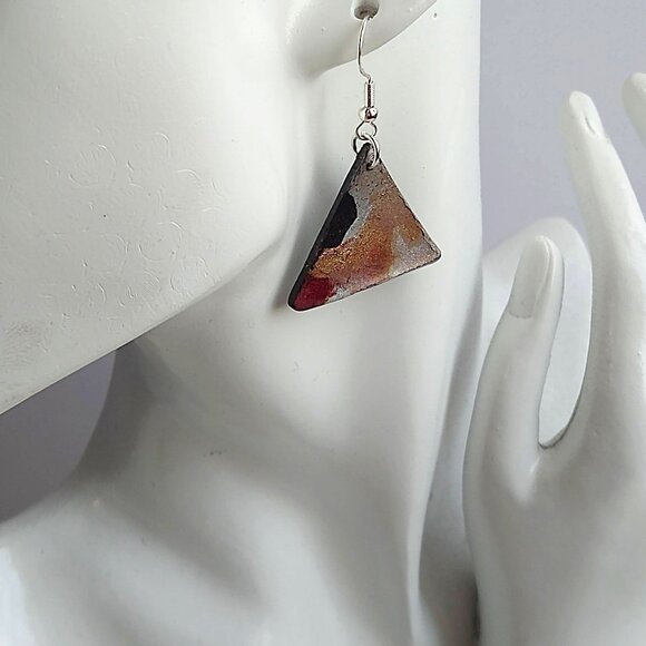 Handmade color mix  polymer clay earrings. Boucles d'oreilles fait à la main. - Picture 7 of 7